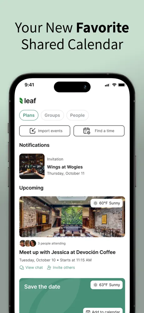 Leaf – Social Calendar App preview